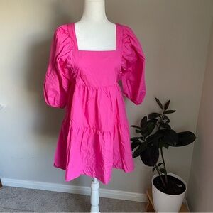 A New Day Pink Babydoll Mini Dress with puffy Sleeves